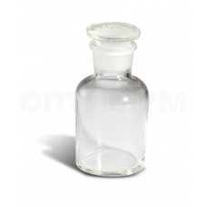 склянка для реактивов 60 мл из светлого стекла с узкой горловиной и притертой пробкой